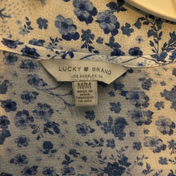 Lucky Brand Pullover Tassel Tie Smocked Wrists Top - Picture 2 of 14